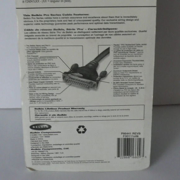 Vintage BELKIN F3D111-c06 Pro-Series6'/1,8m DB25 Male/DB25Male/Switchbox Cable - Picture 6 of 6